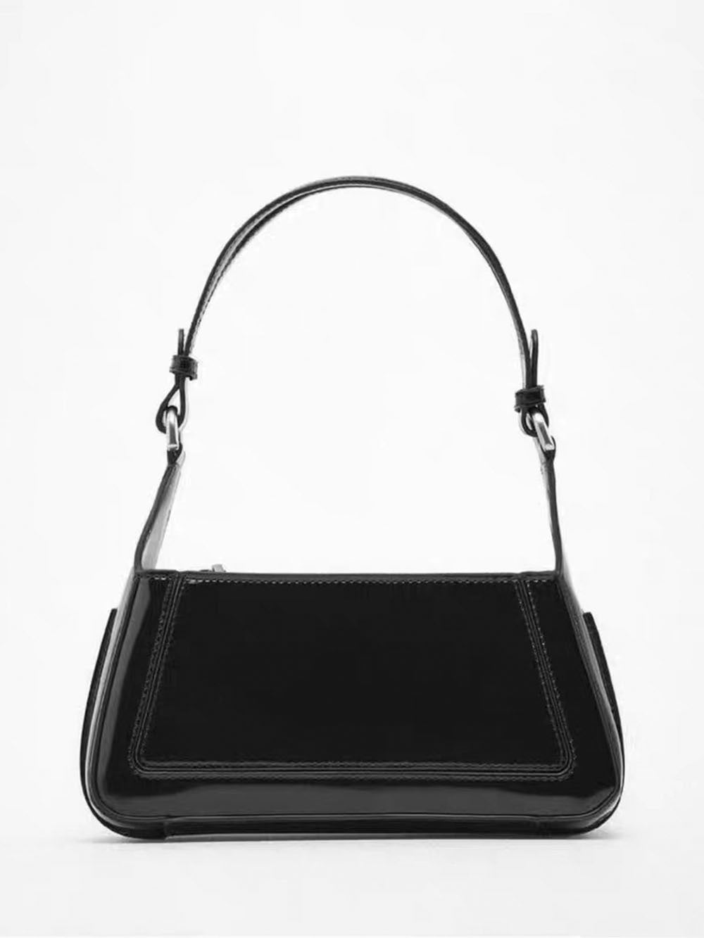 Square Faux Patent Leather Shoulder Bag