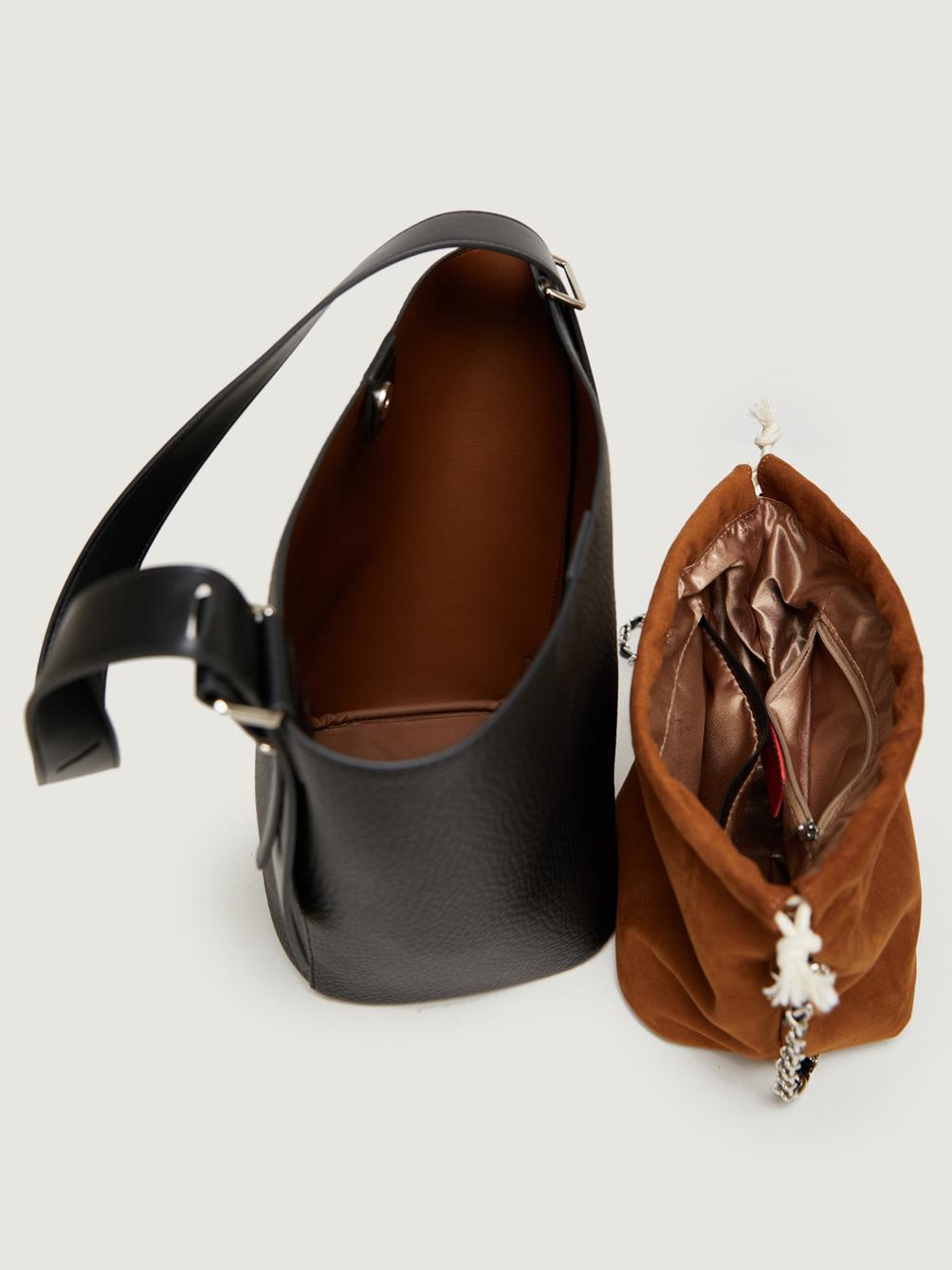 Adjustable Soft Leather Bucket Bag