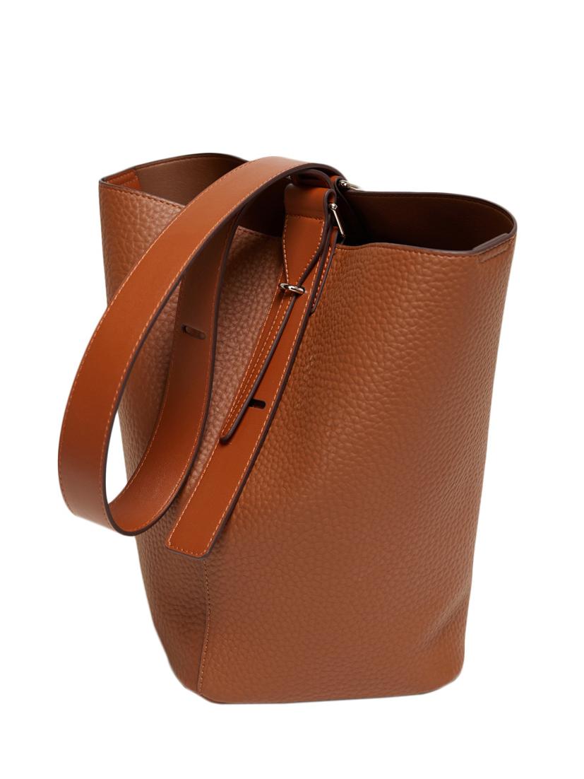 Adjustable Soft Leather Bucket Bag