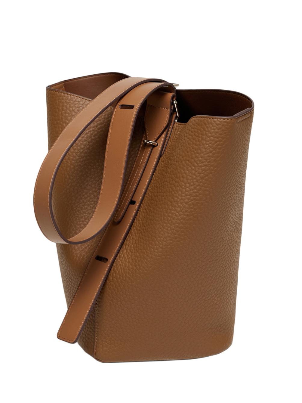 Adjustable Soft Leather Bucket Bag