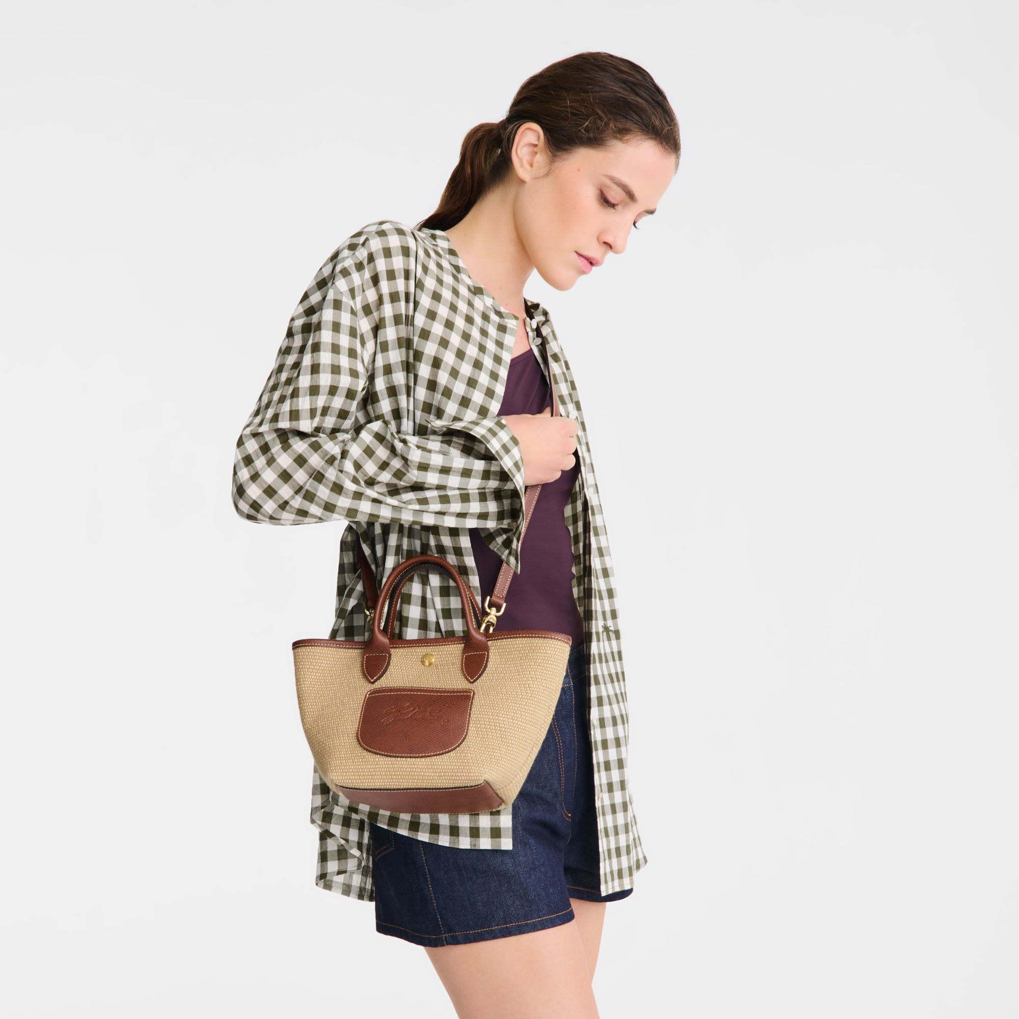 Longchamp Le Pliage XS Brown Canvas Basket Bag