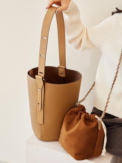 Adjustable Soft Leather Bucket Bag