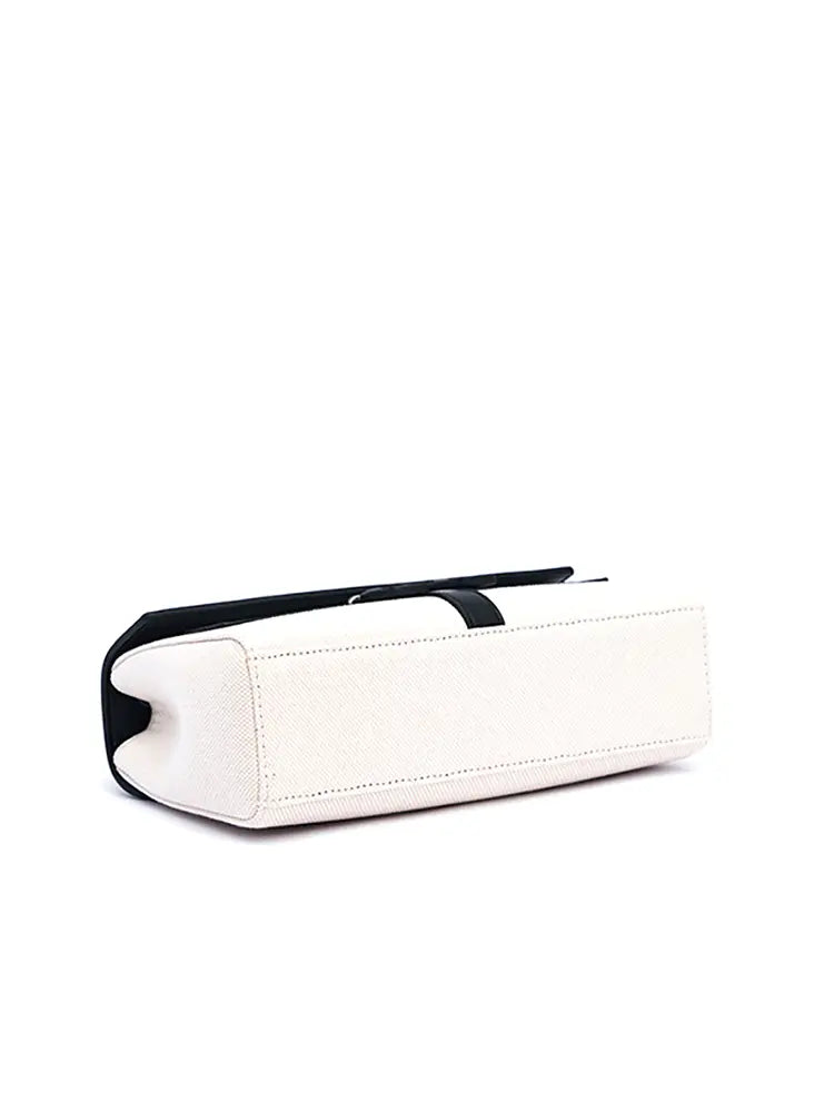 Fresh Pebbled Leather and Canvas Crossbody Shoulder Tote