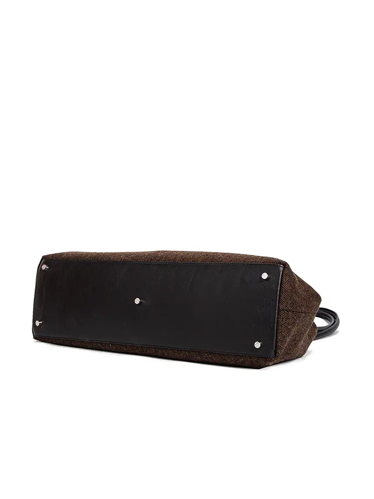 Shearling Wool Top Handle Crossbody Shoulder Bag