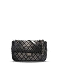 Quilted Chain Crossbody Bag in Washed Denim