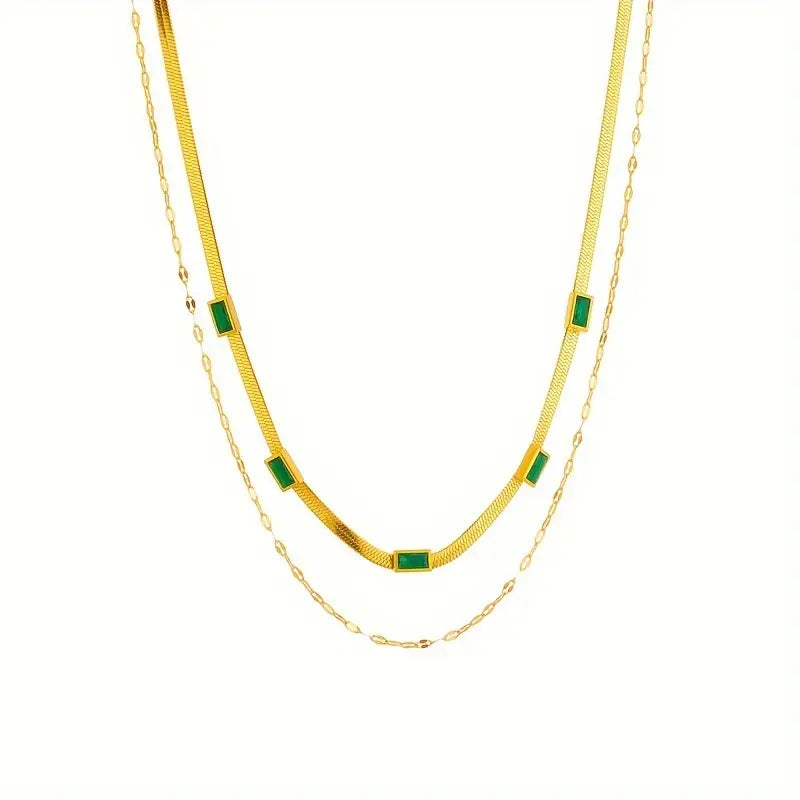 Sorella Gem Vintage-Inspired Double-Layer Gold Necklace
