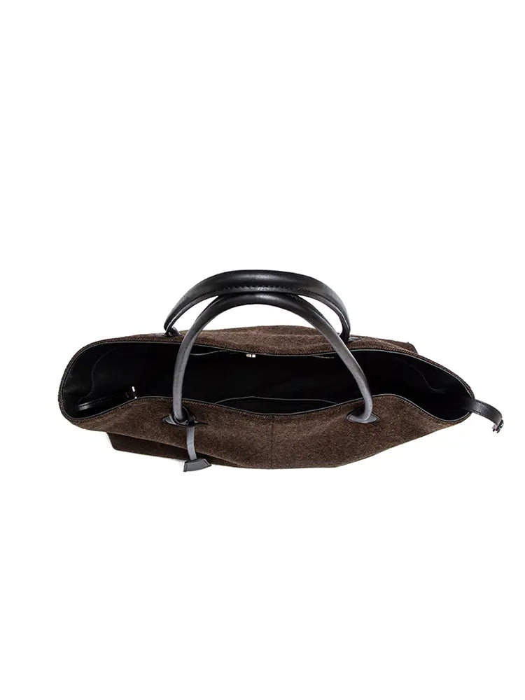 Shearling Wool Top Handle Crossbody Shoulder Bag
