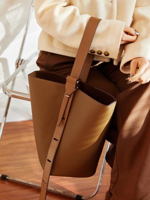 Adjustable Soft Leather Bucket Bag