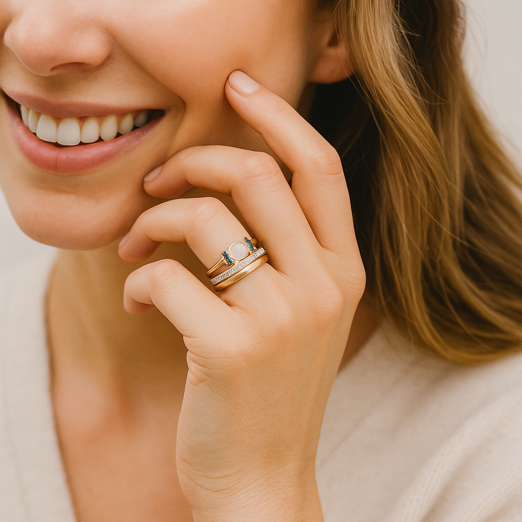 Theresa – Elegant Gold Ring Featuring a Dazzling Opal and Sleek Design