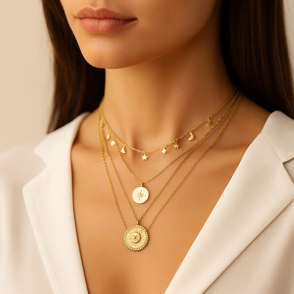 Sophie – Elegant Multi-Layer Silver Necklace with Subtle Pendants