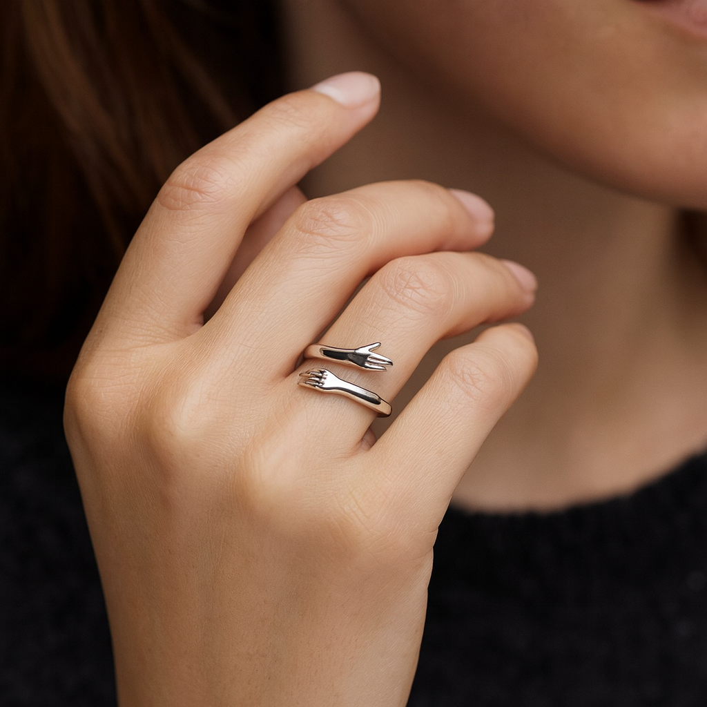 Petra Adjustable Silver Ring - 'Cuddle' Design