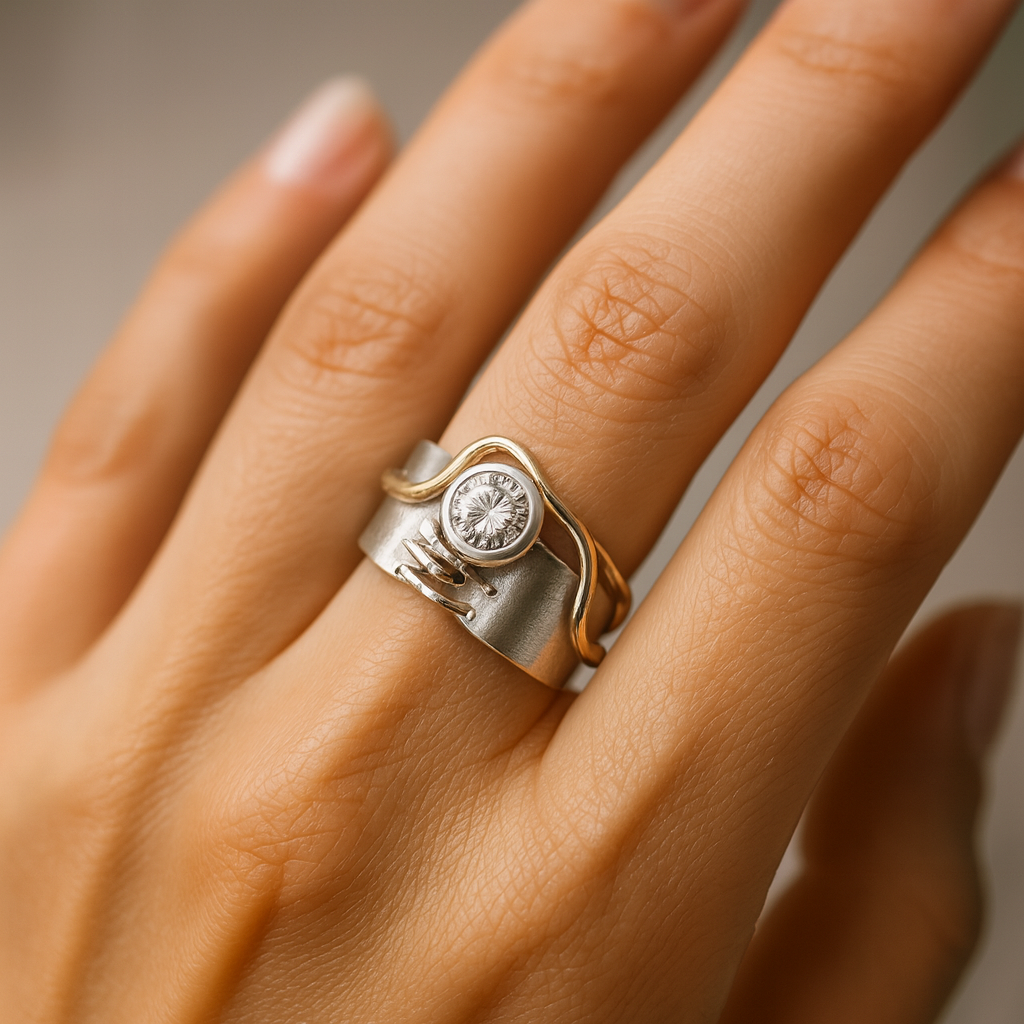 Laura – Dark Silver Vintage Ring Adorned with Zirconia