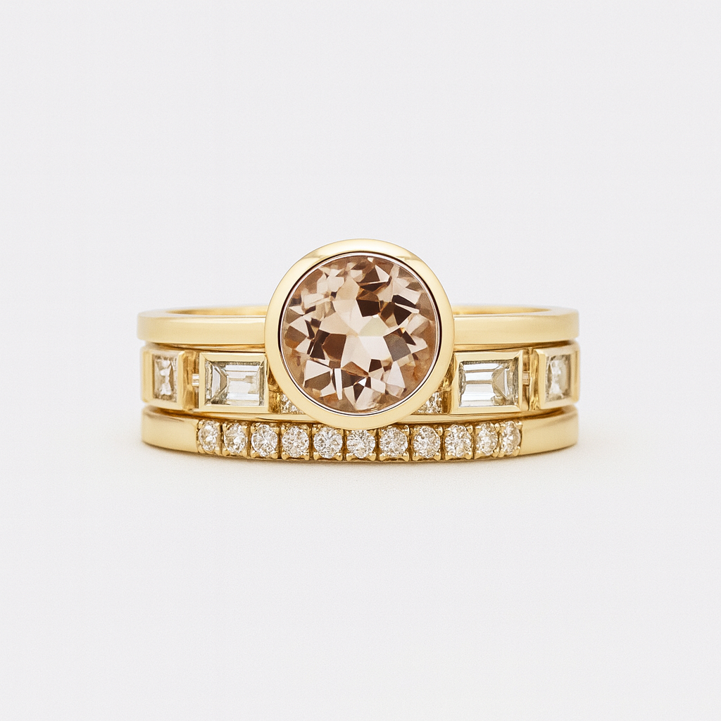 Colette – Crystal-Accented Golden Ring Set
