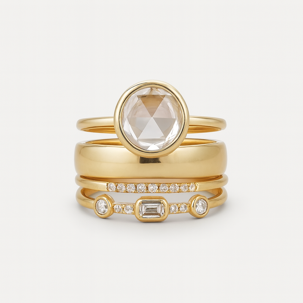 Retro Gold Ring Adorned with Zirconia