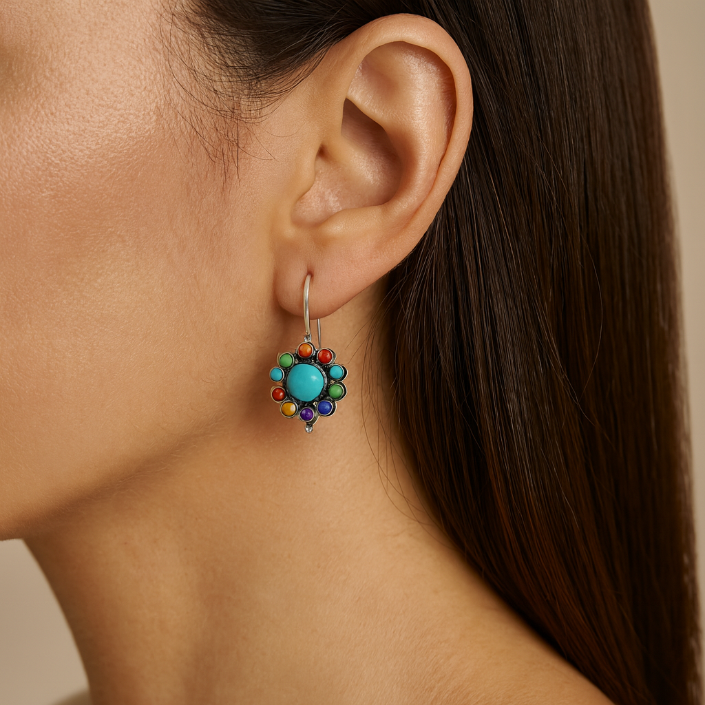 Leonora – Oval Stone Silver Earrings
