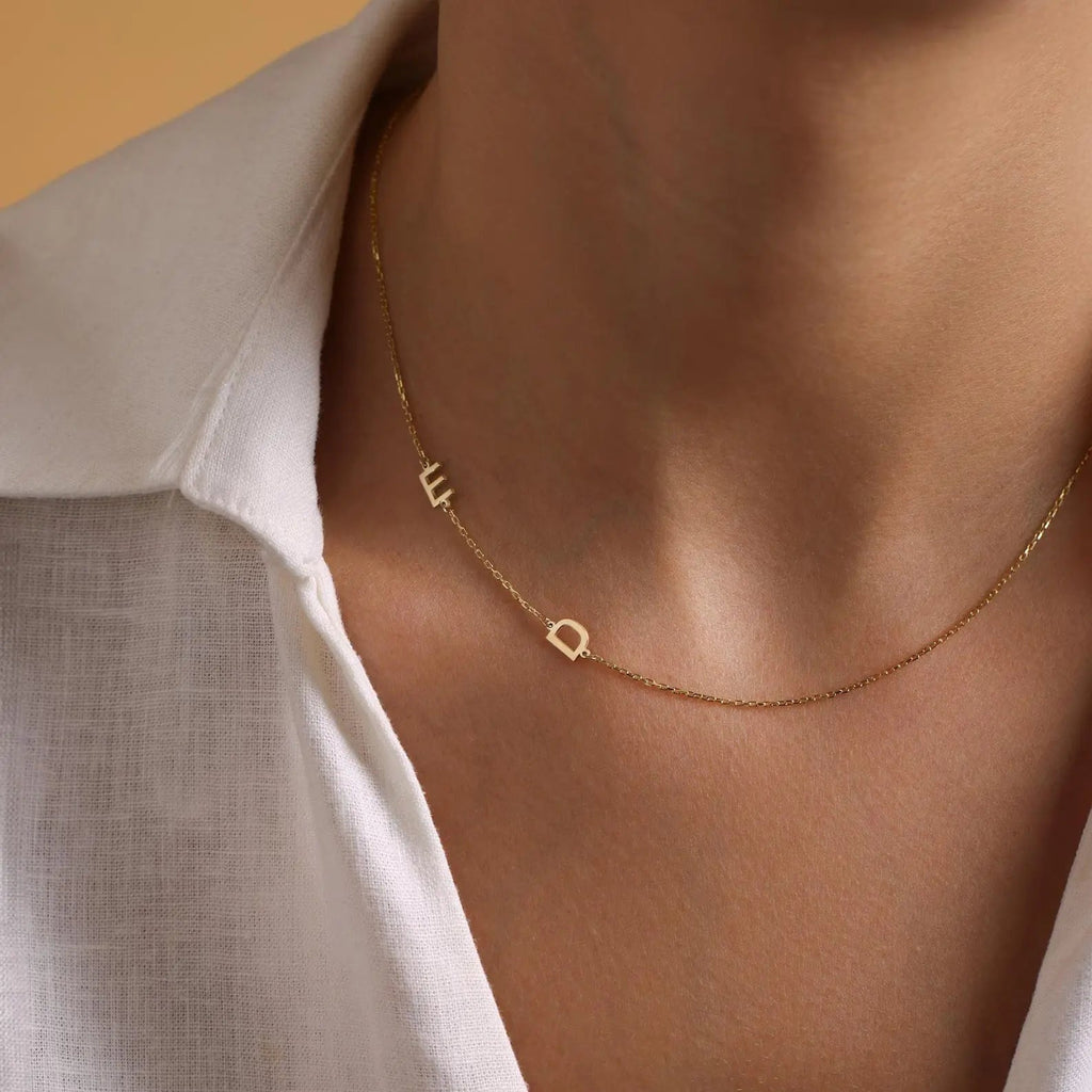 Personalized Necklace with Side Initials