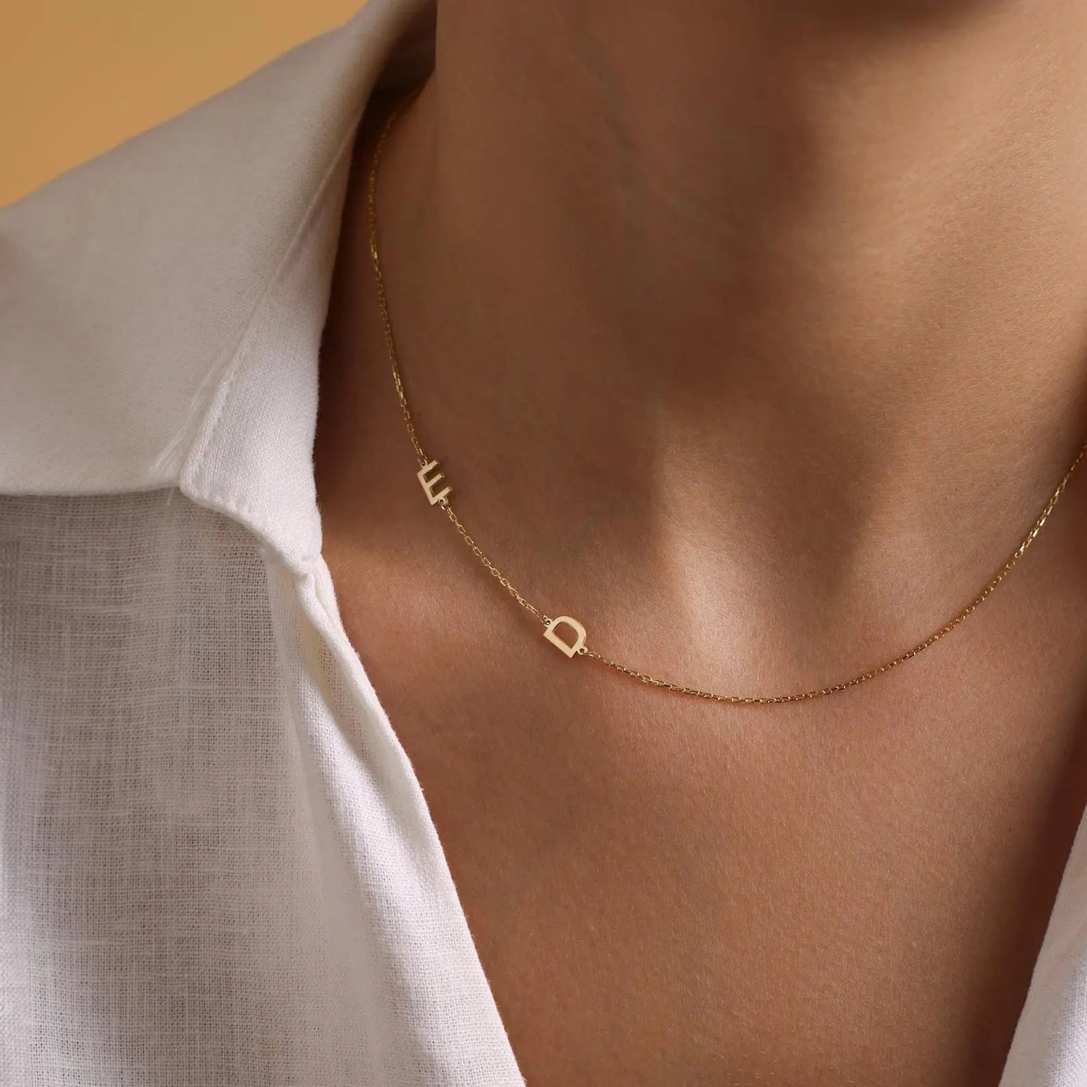 Personalized Necklace with Side Initials