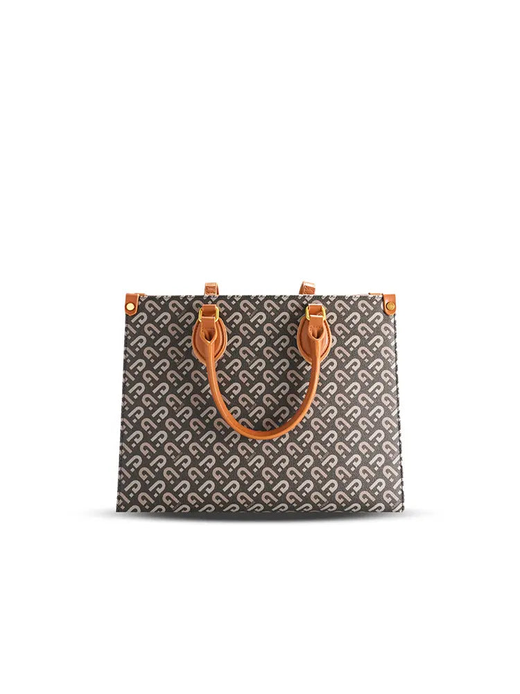 Spacious Letter-Print Underarm Tote Bag