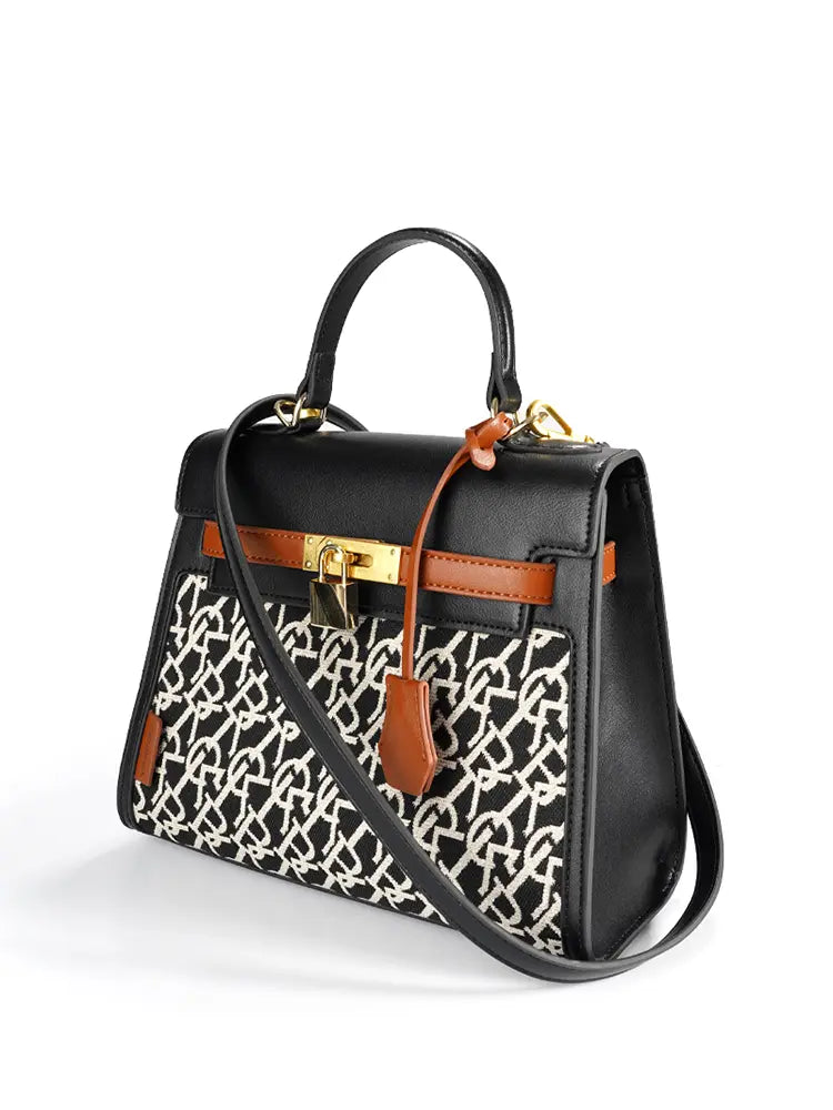 Designer Jacquard Stitch Kelly-Inspired Shoulder and Top Handle Bag