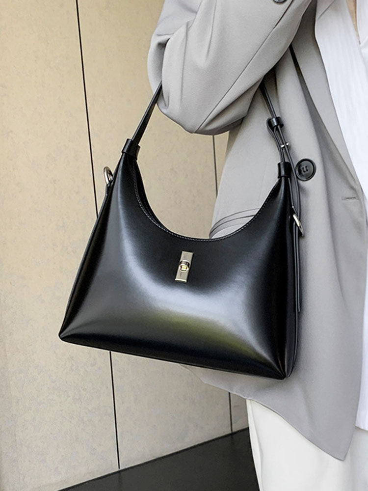 Half Moon Shaped Leather Crossbody Bag