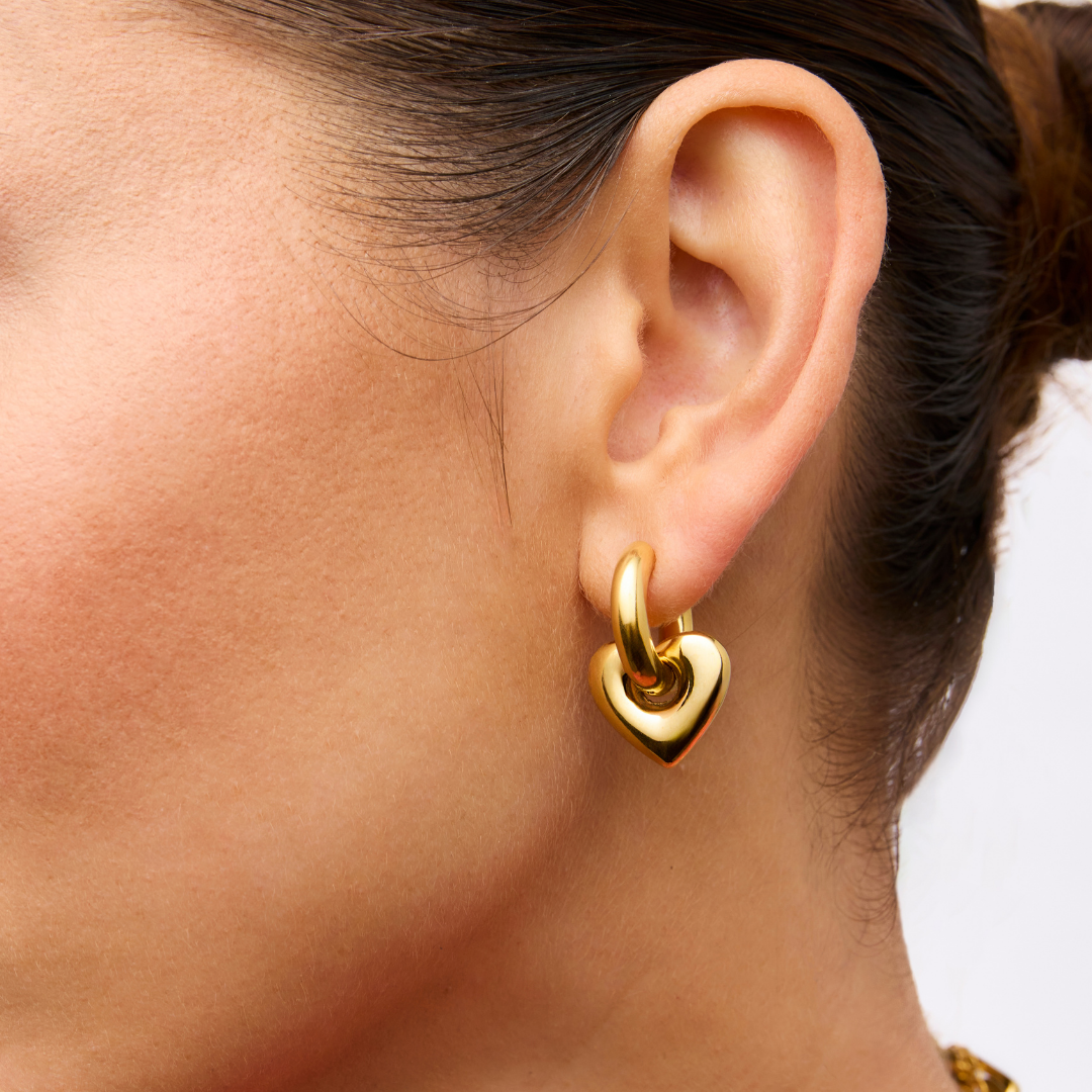 Lisa Puffy Heart Earrings (Gold)