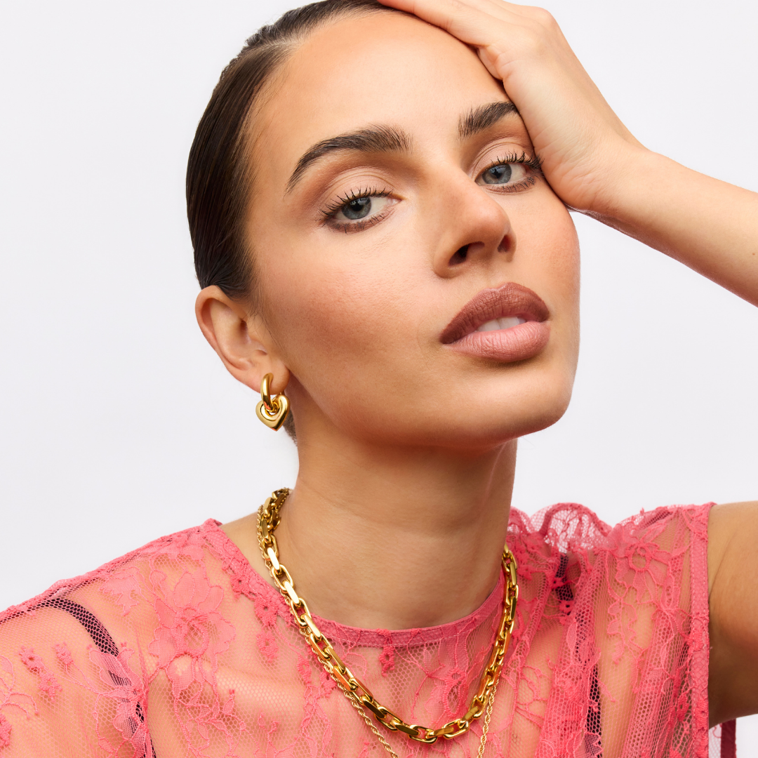 Lisa Puffy Heart Earrings (Gold)