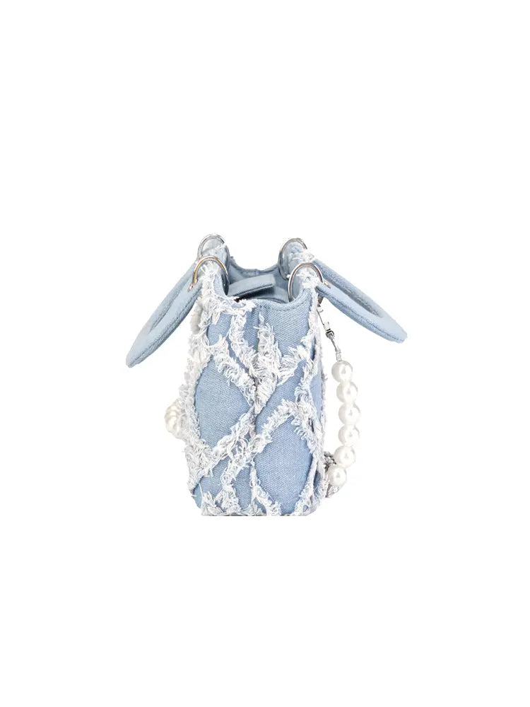 New Summer Denim Flap Shoulder Bag with Top Handle