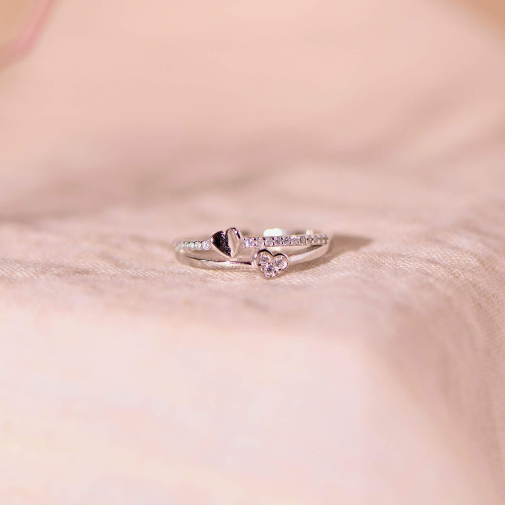 Matching Twin Heart Rings for Mother and Daughter