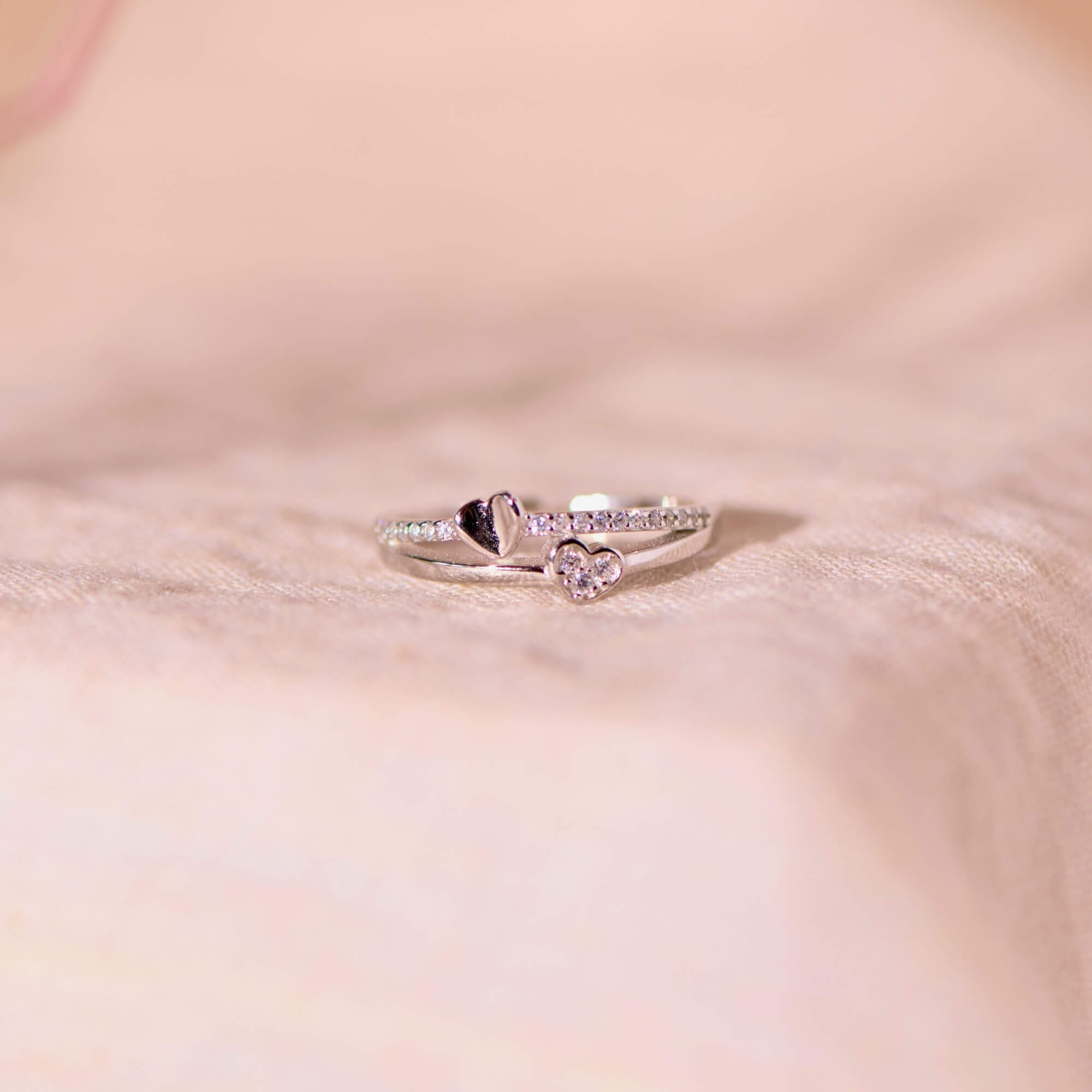 Matching Twin Heart Rings for Mother and Daughter