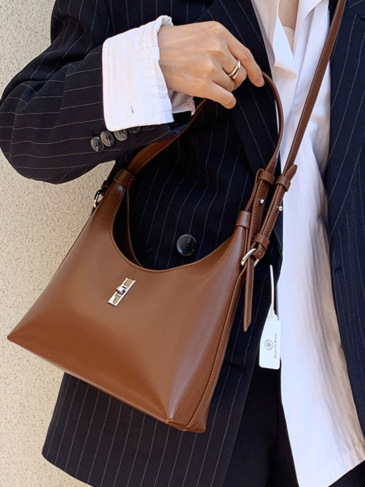 Half Moon Shaped Leather Crossbody Bag