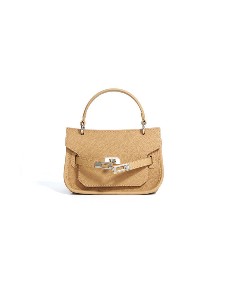 Double Buckle Metal Handheld Kelly Bag