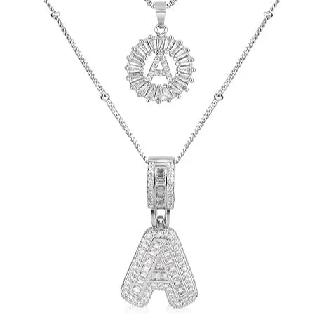 Moissanite Initials Necklace Set