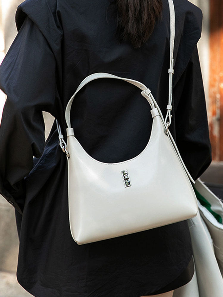 Half Moon Shaped Leather Crossbody Bag