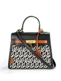 Designer Jacquard Stitch Kelly-Inspired Shoulder and Top Handle Bag
