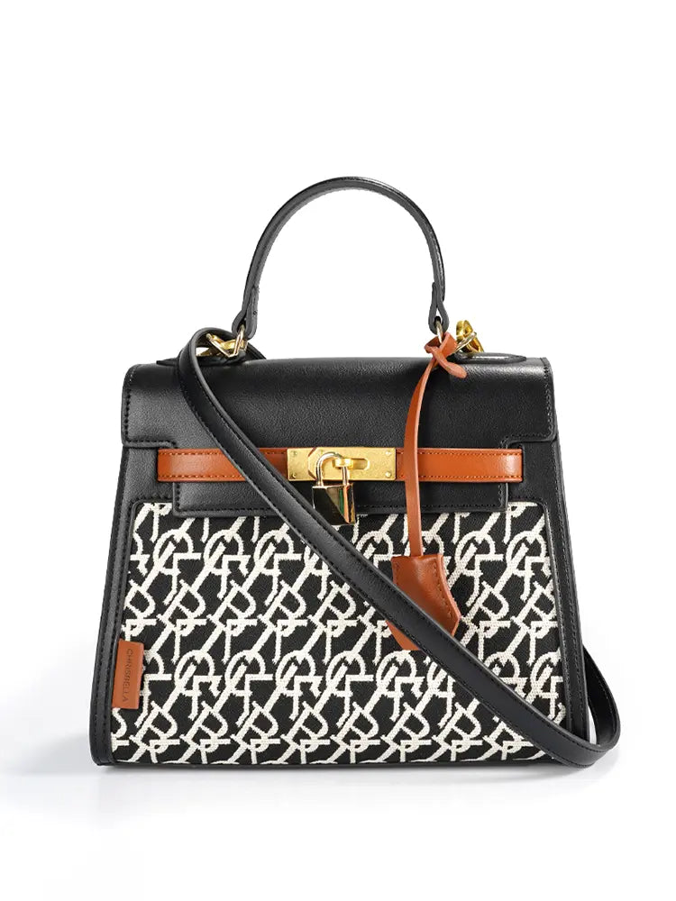 Designer Jacquard Stitch Kelly-Inspired Shoulder and Top Handle Bag