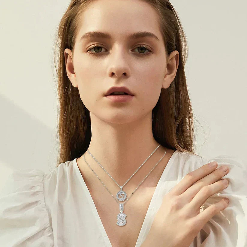 Moissanite Initials Necklace Set