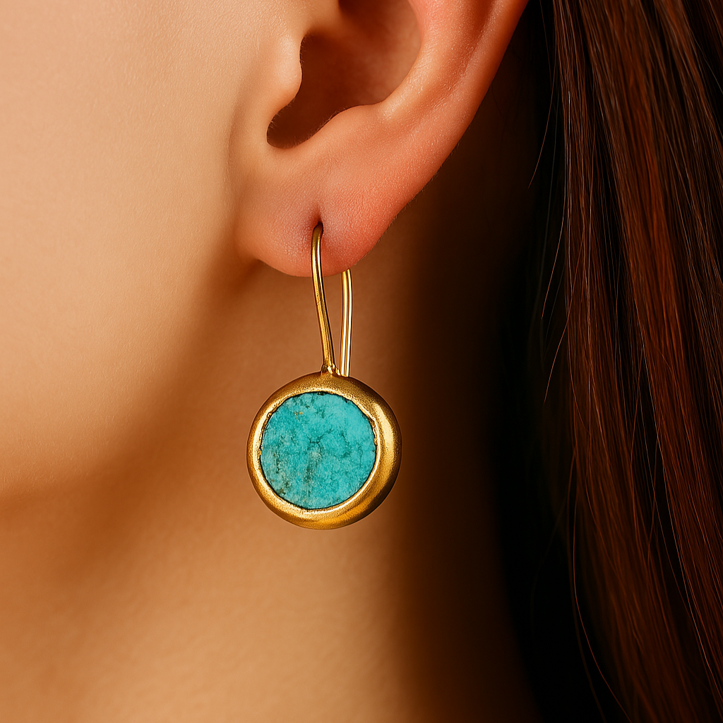 Eva – Turquoise Stone Gold Earrings