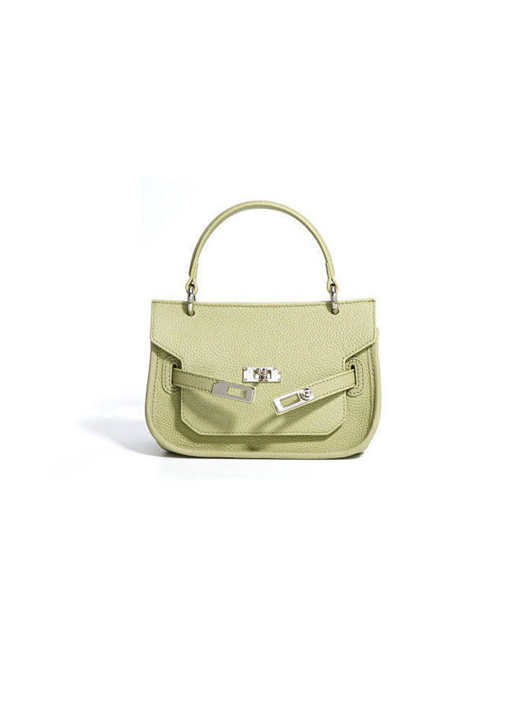 Double Buckle Metal Handheld Kelly Bag