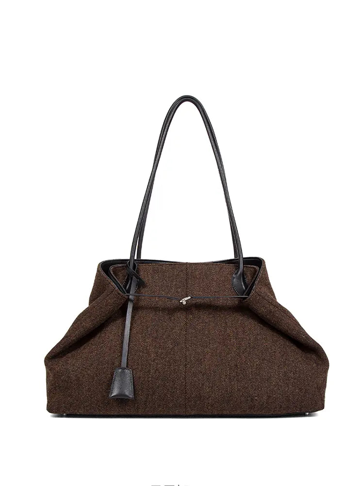 Shearling Wool Top Handle Crossbody Shoulder Bag