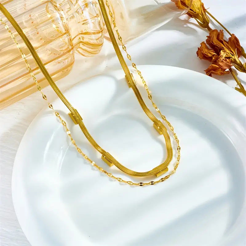 Sorella Gem Vintage-Inspired Double-Layer Gold Necklace