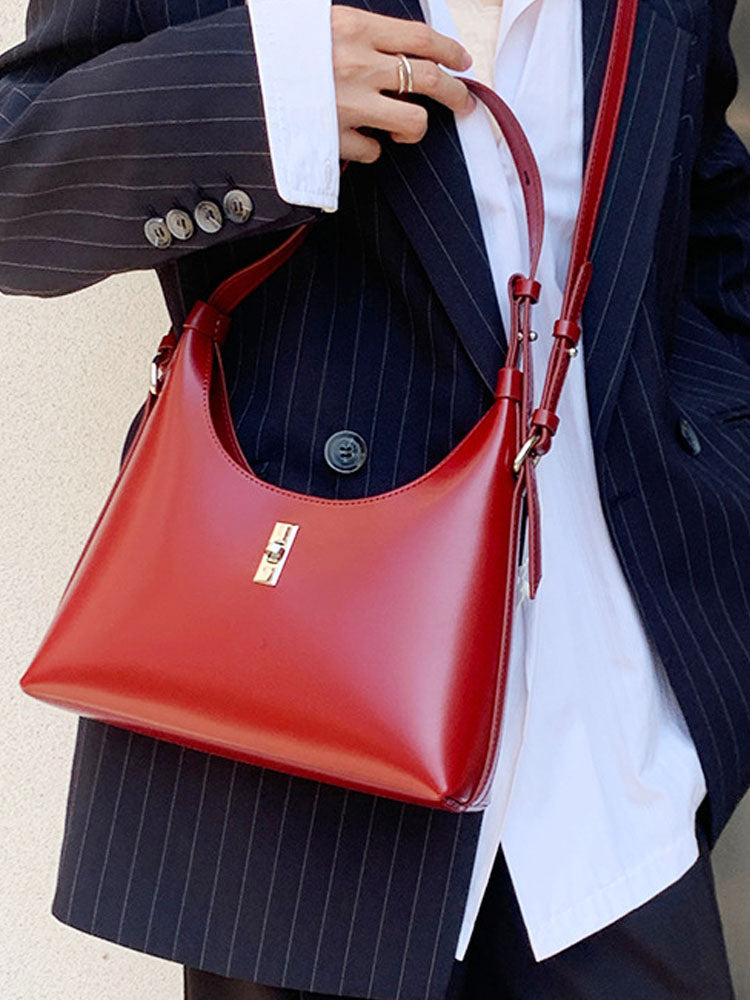 Half Moon Shaped Leather Crossbody Bag