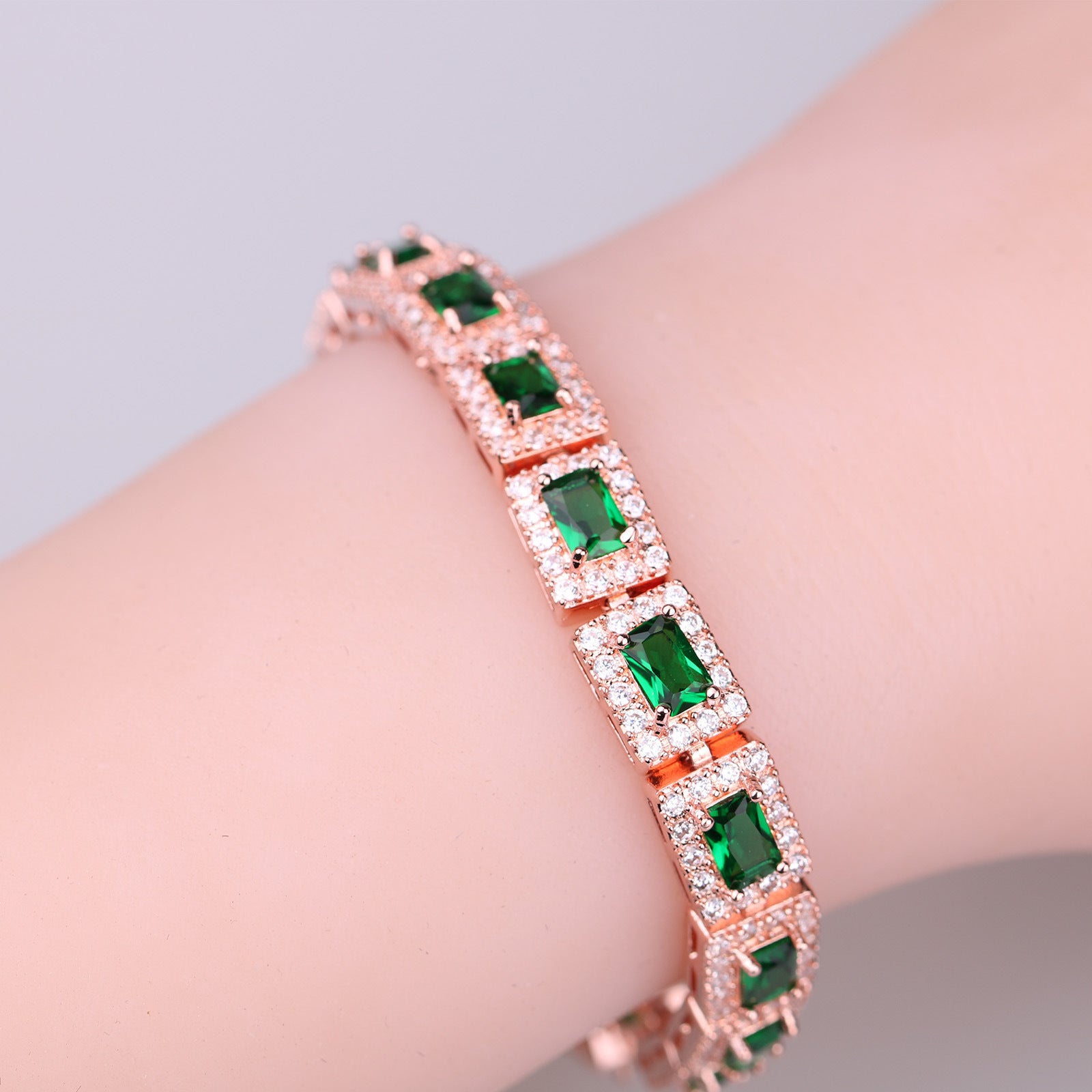 Bold Gold Bracelet with Emerald Green Accents