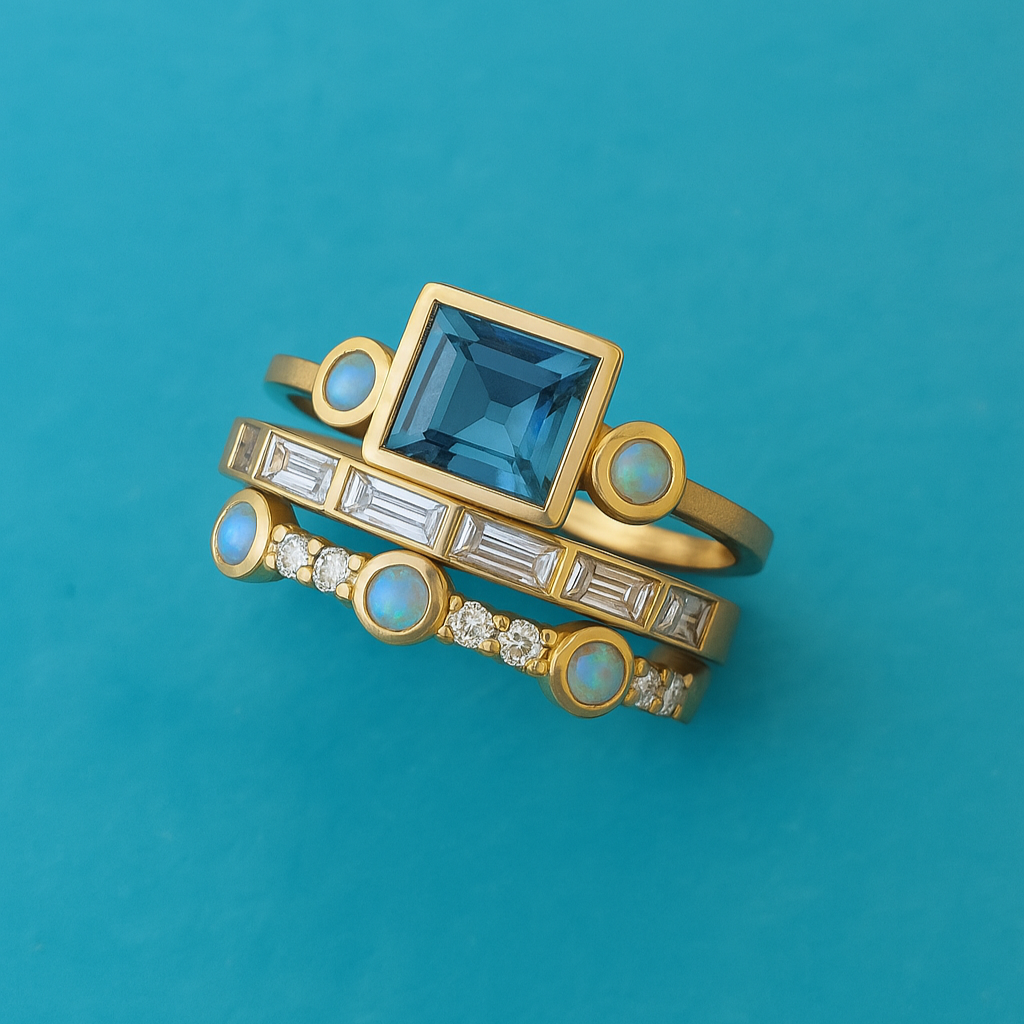 Herta – Vintage Blue Crystal Ring Set