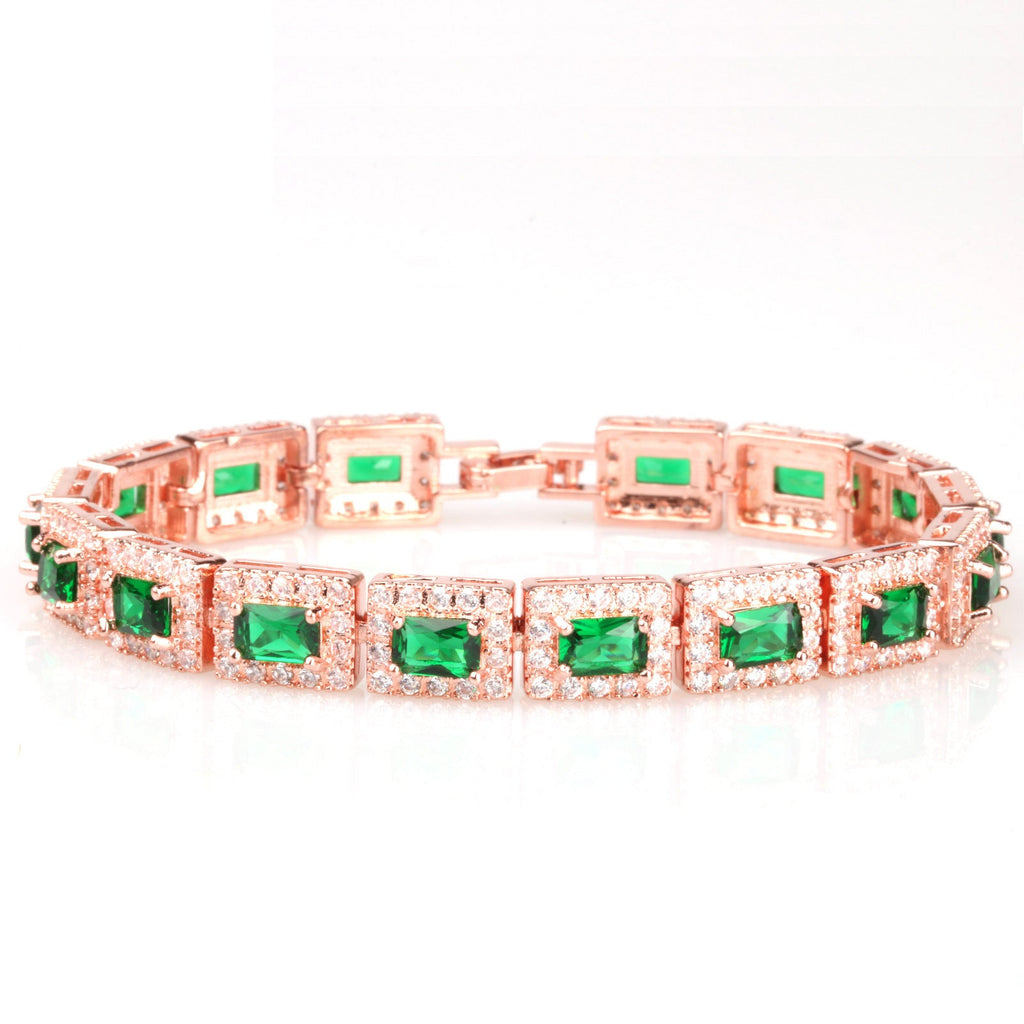 Bold Gold Bracelet with Emerald Green Accents