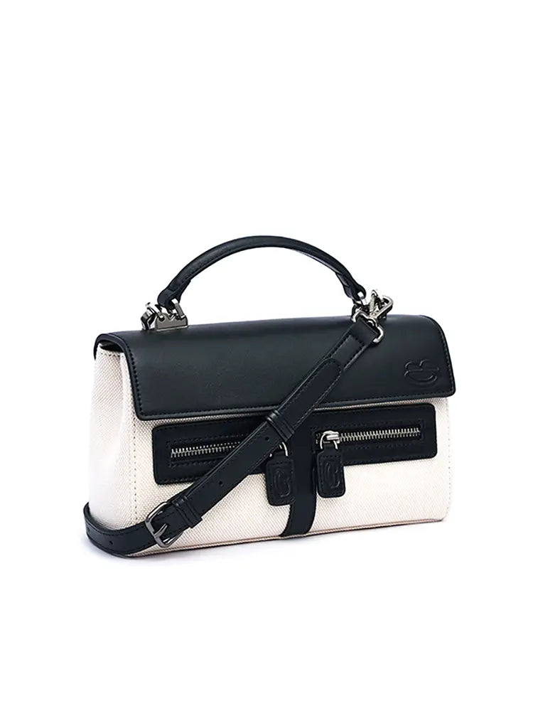 Fresh Pebbled Leather and Canvas Crossbody Shoulder Tote