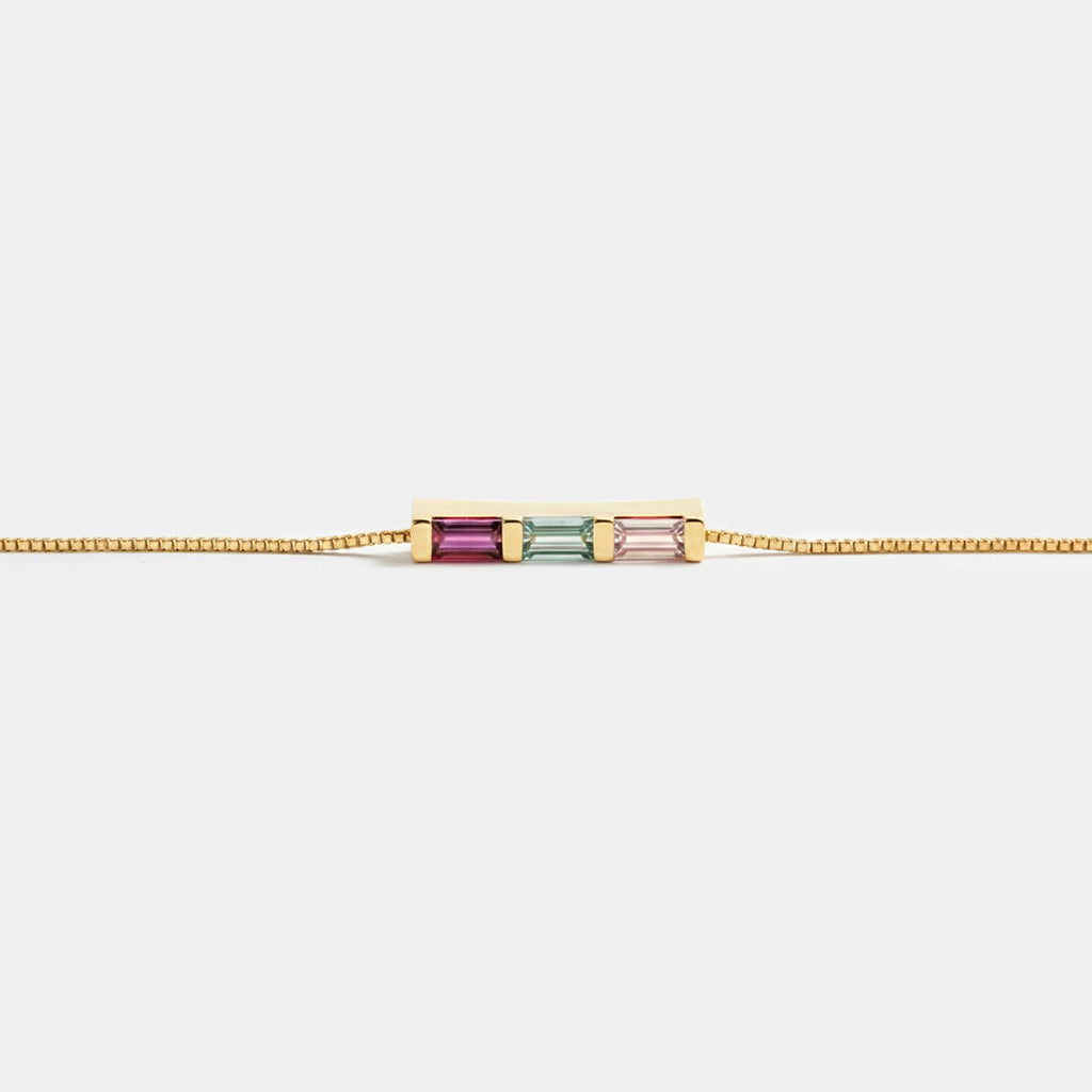 Dainty Baguette Birthstone Bracelet