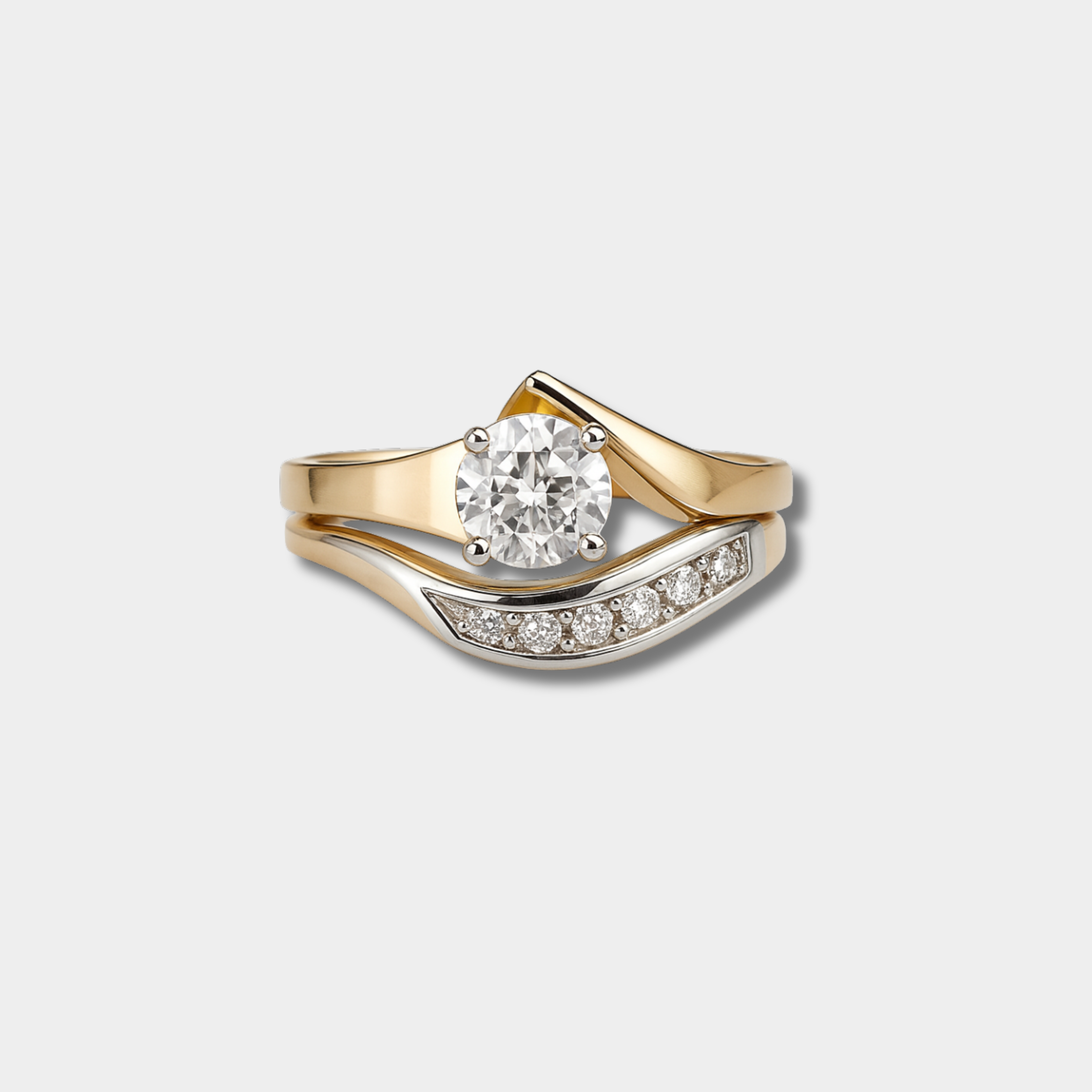 Carlotta – Vintage Gold and Silver Irregular Ring with Zirconia