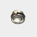Vintage Gold Heart Silver Ring