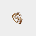 Gold Adjustable Ring featuring White Opal