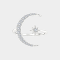 Celestial Silver Ring Featuring Moon and Stars